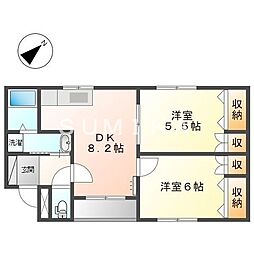 ロイヤルハイツ藤田 2DKの間取図画像