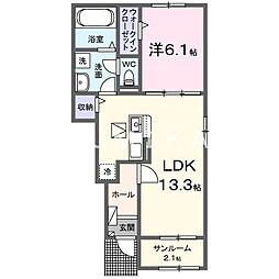 アベニールS 1LDKの間取図画像