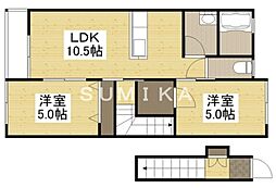 アパート 2LDKの間取図画像