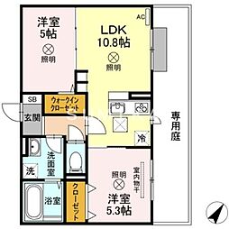 ラ・フィオーレ 2LDKの間取図画像