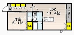 オーキッドハイム 1LDKの間取図画像