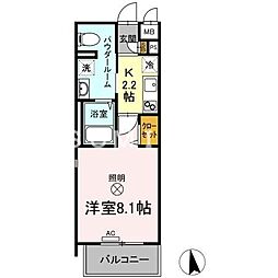 FORESTA岡山医大南 1Kの間取図画像