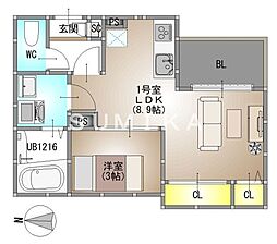 REGALEST 今 1LDKの間取図画像