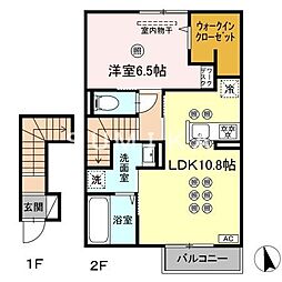 アルカンシェル 1LDKの間取図画像