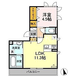ヴィエント1 1LDKの間取図画像