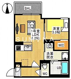 REGALEST 花尻III 1LDKの間取図画像