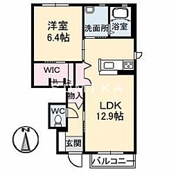 シャーメゾンみずほB 1LDKの間取図画像