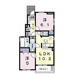 スミール1 2LDKの間取図画像
