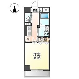 グランソート柳町 1Kの間取図画像