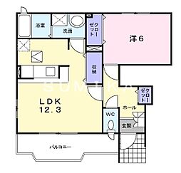 イーストユニゾン 1LDKの間取図画像