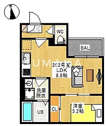 レガリスト クール青江 1LDKの間取図画像