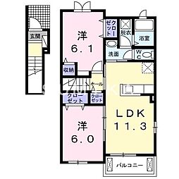 サンシャインハウス3 2LDKの間取図画像