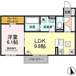 グランソレイユ 1LDKの間取図画像