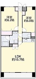 ル・サンク西市 2LDKの間取図画像