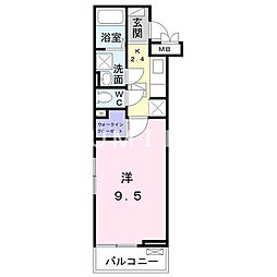 パルフェット島田本町 1Kの間取図画像