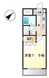 アルカディア 1Kの間取図画像