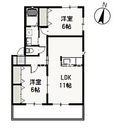 ペアフィールドA 2LDKの間取図画像