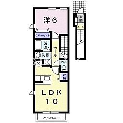 カルムヒルズ平井 1LDKの間取図画像