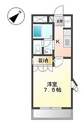 アルカディア 1Kの間取図画像