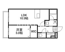 フレンドコート東島田 1LDKの間取図画像