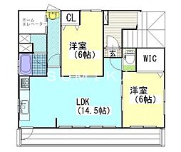 駅元ビル 2LDKの間取図画像