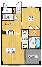 ピュアライン医大東 1LDKの間取図画像