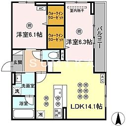 ノーブルミキ 2LDKの間取図画像