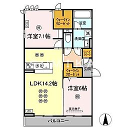 ノーブルミキ 2LDKの間取図画像