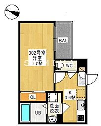 レガリスト白石東新町 1Kの間取図画像