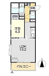 アリビオ富田 1LDKの間取図画像