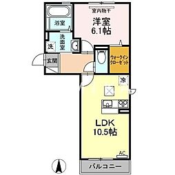 グロリアA 1LDKの間取図画像