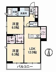 グレースセゾン樹 2LDKの間取図画像