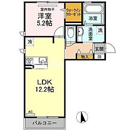 グランドソレイユA 1LDKの間取図画像