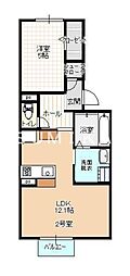 ハートフル新保 1LDKの間取図画像