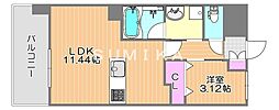 岡山市北区西島田町マンション 1LDKの間取図画像