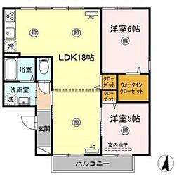 エントピア芳泉B 2LDKの間取図画像