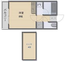 グランドハイツ東古松 ワンルームの間取図画像
