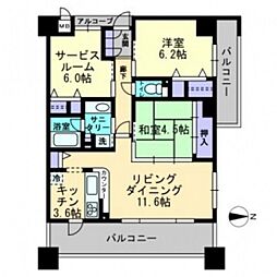アルファステイツ桃太郎大通り 2SLDKの間取図画像