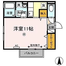フェイバリットフラットD棟 ワンルームの間取図画像
