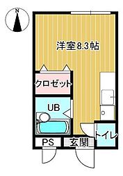 衣笠ビル ワンルームの間取図画像