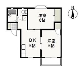 ヴィレッジニューハウンA 2DKの間取図画像