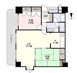 ダイアパレス東島田 2LDKの間取図画像