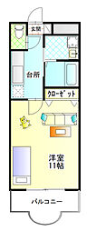 マリベールHIRO 1Kの間取図画像