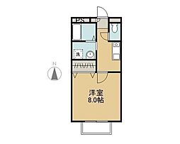 ロージュマンフルールA 1Kの間取図画像