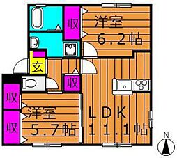 グレイス今 2LDKの間取図画像