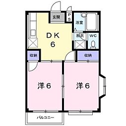 エルディム神田B 2DKの間取図画像