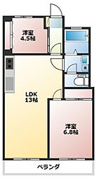 パークヒルズ奥田 2LDKの間取図画像