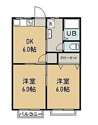 シャトルタカノ 2DKの間取図画像