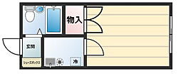 セゾン京山1 1Kの間取図画像