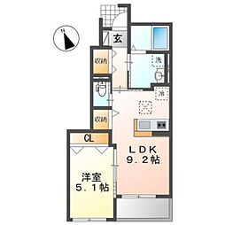 サーママローネ弐番館 1LDKの間取図画像
